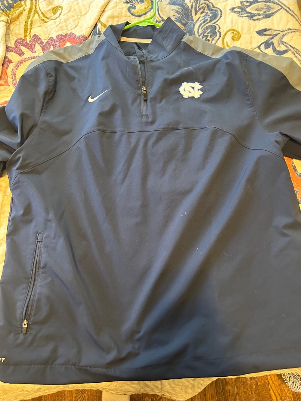 Nike Men's Navy and Gray Quarter-Zip Pullover with UNC Logo